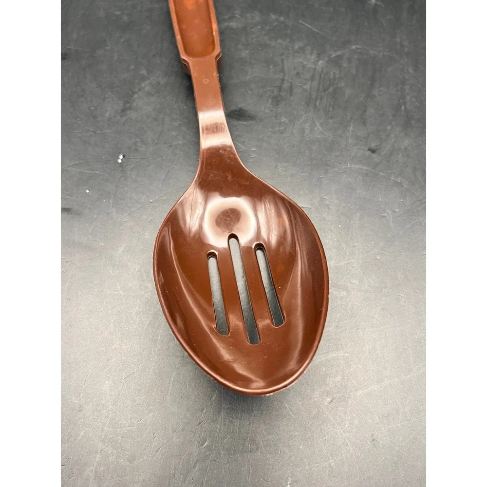 Vtg Ekco‎ USA Brown Plastic Slotted Spoon Utensil Dishwasher Safe Kitchen 11